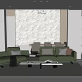 Duplex Living Room With Green Sofa White Coffee Table Textured Wall And Pendant Lights