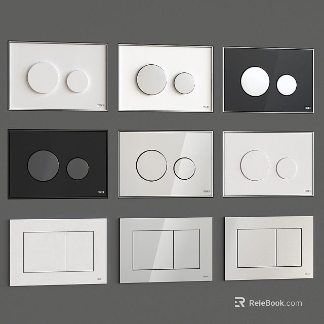 Modern Switch Panels With Various Colors Button Shapes And Styles 3d model 