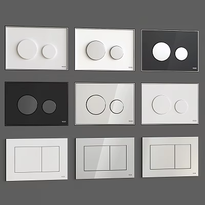 Modern Switch Panels With Various Colors Button Shapes And Styles 3d model
