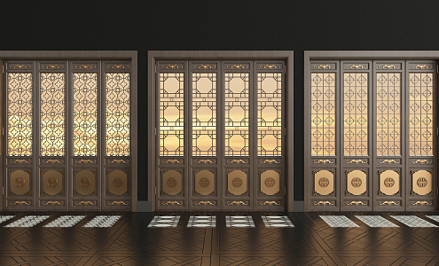 New Chinese-style openwork window 3d model