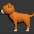 3D Model of Cartoon Dog Character in Orange Standing Pose on Dark Background with Reflection