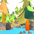 Vibrant Natural Scene With Colorful Trees Various Flowers Rocks Small Stream And Green Grass
