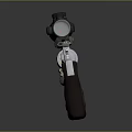 Tactical Silver Metal Revolver With Scope Flashlight And Brown Grip Isolated On Dark Background
