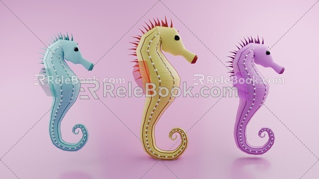 Cartoon seahorse aquatic creature 3d model