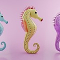 Cartoon seahorse aquatic creature 3d model