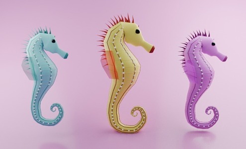 Cartoon seahorse aquatic creature 3d model