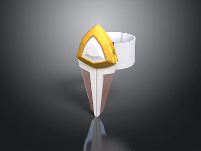 Cosmic Aerospace Structure With Golden Triangle Top And White Base Design 3d model