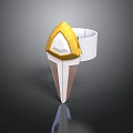 Cosmic Aerospace Structure With Golden Triangle Top And White Base Design