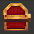Red And Golden Pixel Style Decorative Storage Chest With Ornamental Design