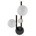 Modern Wall Lamp Design With Spherical White Shades And Gold Accent Black Metal Frame