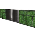Modern Building Exterior Wall With Green Vertical Garden And Striped Metal Panels Design