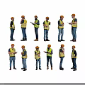 Construction Workers In Safety Vests And Hard Hats Communicating On Site