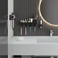 Wall Mounted Black Bathroom Accessories Storage Rack With Toiletries Toothbrush Holders And Cosmetic Bottles