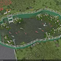 Scenic Garden Water Feature Fountain With Green Fence Water Lilies Koi Fish And Lotus Flowers