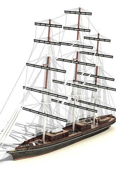 Sailing Ship Model With Multiple Masts Dark Wooden Hull And Detailed Rigging 3d model Sailing Ship Model With Multiple Masts Dark Wooden Hull And Detailed Rigging 3d model