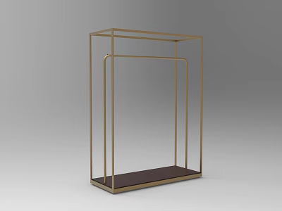 Clothing Store Gold Frame Clothes Rack With Dark Base And Minimalist Design 3d model