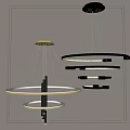 Modern Chandeliers Featuring Multiple Circular Rings And Gold Black Finishes 3d model