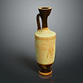 Carved Ceramic Vase Sculpture With Cream Brown Color Handle And Intricate Patterns