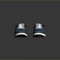 Blue Low Top Casual Sneakers With White Laces White Soles And Black Accents