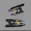 Futuristic Sci Fi Weapon Design With Black White Yellow Accents And Glowing Parts