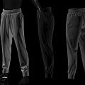 Loose Fit Casual Pants in White Black Gray with Multiple Angles Front Side Back View 3d model