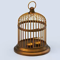 Golden Birdcage Design Chandelier With Ornate Structure And Small Light Bases