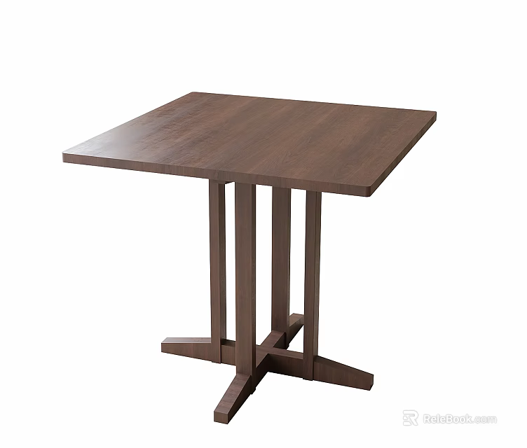 Wooden Square Table With Sturdy Legs And Simple Design For Home Decor 3d model 