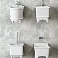 White Wall Mounted Bathroom Sinks With Modern Design And Gray Wall