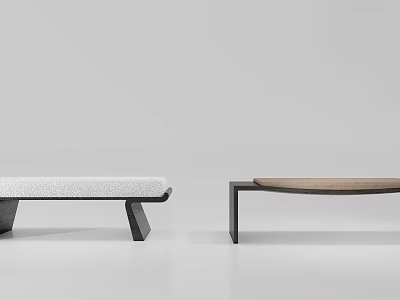 Stylish Modern Sofa Bench in White and Brown with Black Legs Minimalist Design 3d model