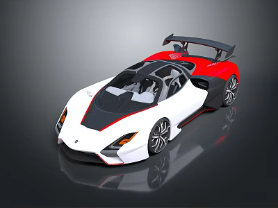 Sleek White And Red Convertible Supercar With Rear Spoiler And Sporty Aerodynamic Design 3d model