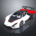 Sleek White And Red Convertible Supercar With Rear Spoiler And Sporty Aerodynamic Design