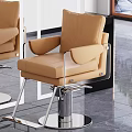 Modern Tan Leather Armchair With Swivel Base And Metal Armrests In Mirror Room