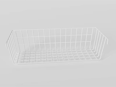 White Metal Wire Storage Basket with Grid Design for Home Organization 3d model