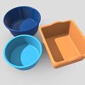 Assorted Plastic Containers in Blue Light Blue Orange Round and Square Shapes