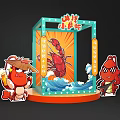 Spicy Crayfish Themed Photo Spot With Cartoon Characters Wave Decorations And Lighting