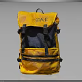 Trendy Yellow Backpack With ONE Logo Black Straps And Zipper Compartments For Daily Use