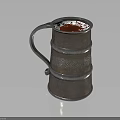 Vintage Metal Cup With Handle And Engraved Patterns For Daily Use With Red Liquid Inside