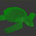 Dark Blue Sea Turtle With Textured Shell And Webbed Flippers On Gray Surface