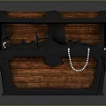 Open Wooden Treasure Chest Filled With Gold Coins Goblet And Pearl Necklace