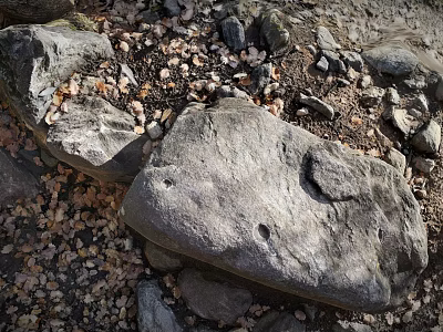 Wood And Stone Natural Materials With Rough Texture In Outdoor Scenery Elements 3d model