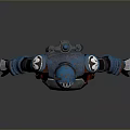 Sci Fi Warrior Armor Design With Blue Silver Plating Red Waist Belt And Mechanical Components