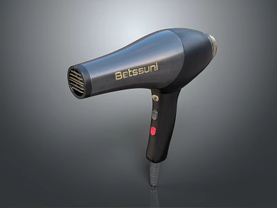 Betsuni Black Hair Dryer With Modern Stylish Design Daily Electrical Appliance 3d model