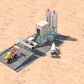Industrial Concrete Mixing Plant With Loader Silos Conveyor System On Construction Site