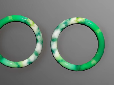 Elegant Green and White Marbled Jade Bracelets Fashion Jewelry Set 3d model