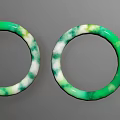 Elegant Green and White Marbled Jade Bracelets Fashion Jewelry Set