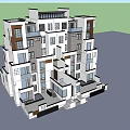 Modern Semi Detached Villa Exterior Design With White And Dark Facade Balconies And Large Windows