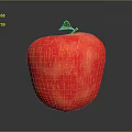 Fresh Red Apple With Green Leaf On Dark Background And Shiny Surface 3d model