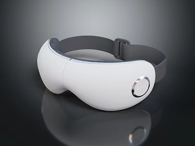 Sleek White Eye Massager With Black Strap And Circular Control Button 3d model