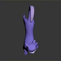 Purple Cat like Creature Character with Long Tail Blue Eyes and 3D Model Design
