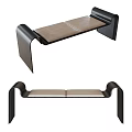 Modern Sofa Bench With Sleek Black Frame And Beige Cushioned Seat Design